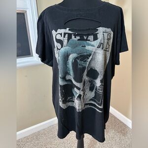 Torrid Black and Gray distressed Graphic Tee